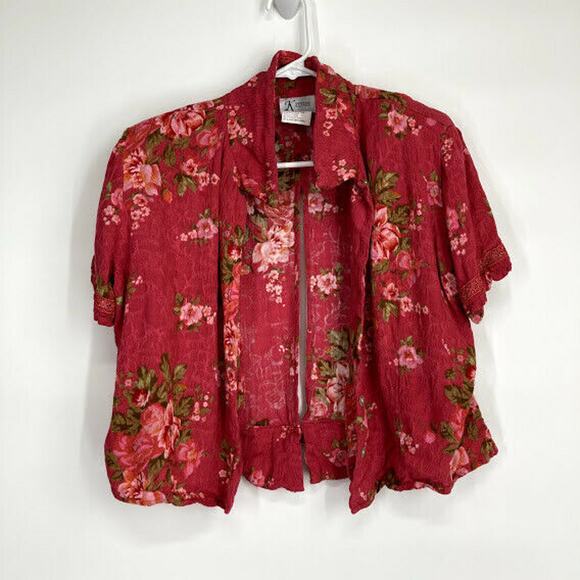 K Petite Red Floral Dress & Jacket Set Size 14P - Picture 8 of 12
